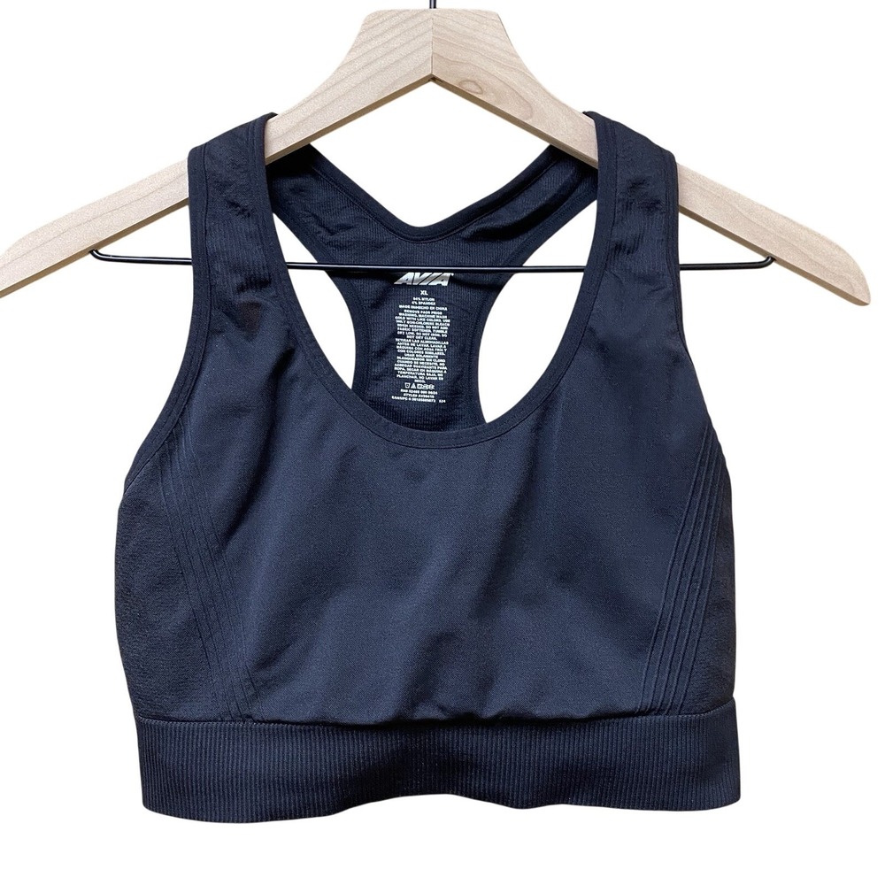 Avia Black Racerback Sports Bra Women's XL Medium Support Workout Gym Athleisure - Picture 2 of 4